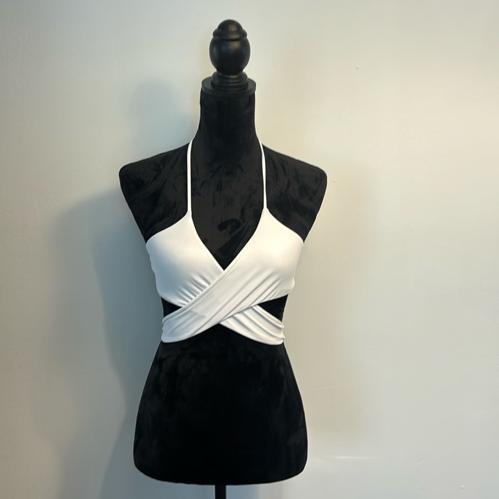 Women’s White Halter Wrap Bikini Top